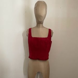 Red Suede Bustier Top